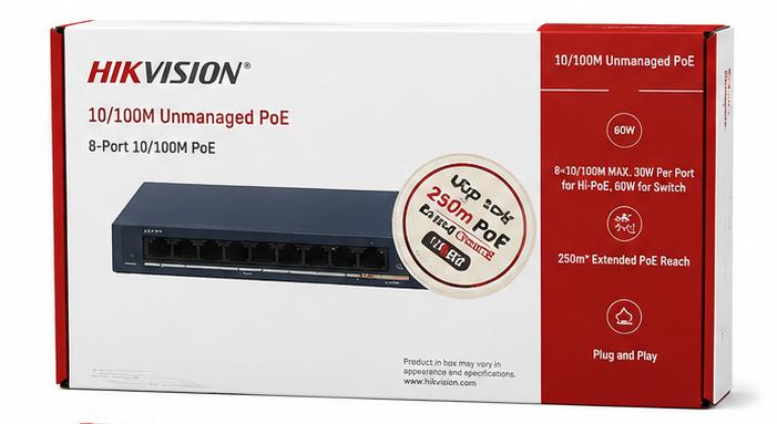Switch HIKVISION 8-port 10/100m poE